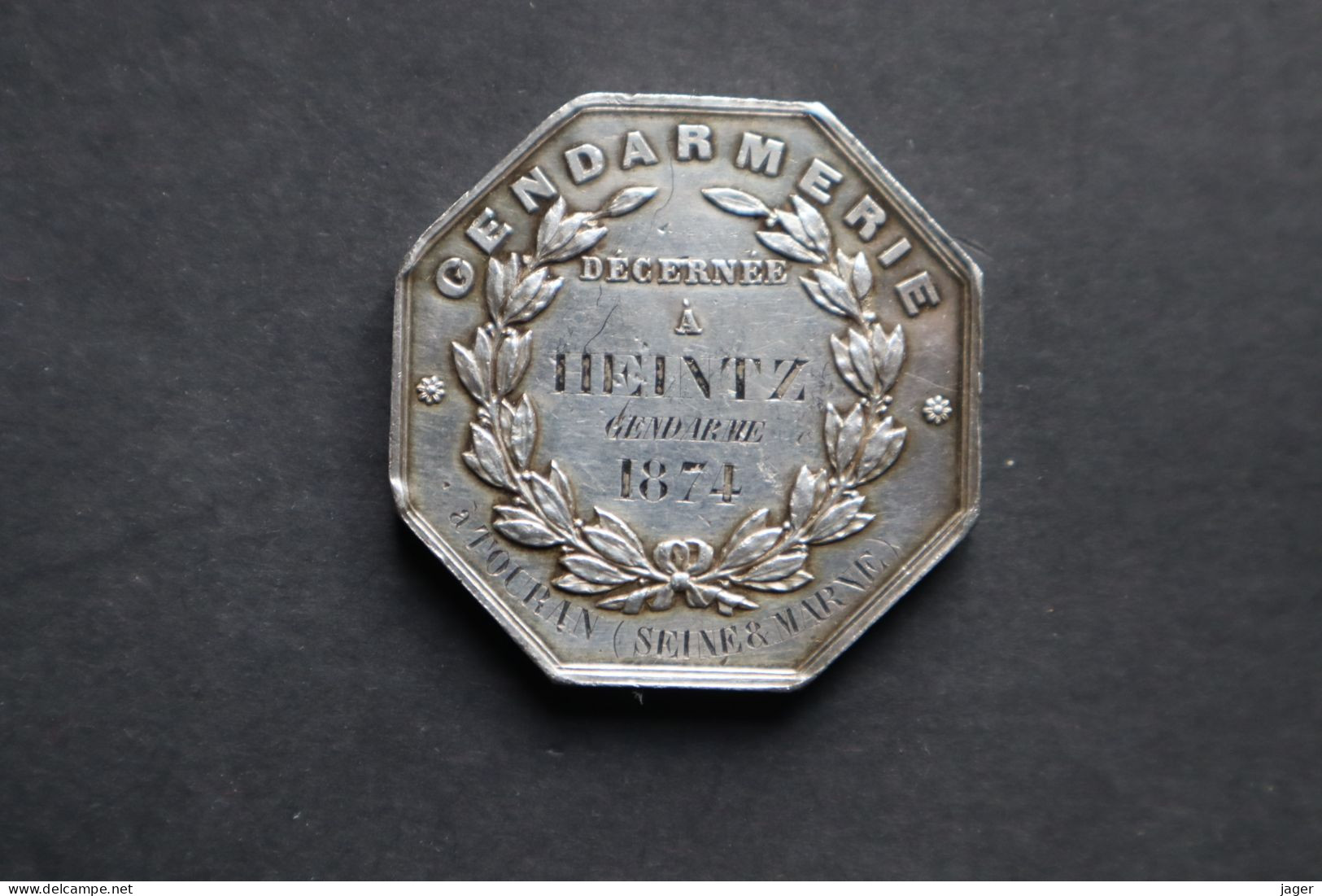 Médaille Argent GENDARMERIE 1871 Attribuée à TOURAN SEINE ET MARNE - Police