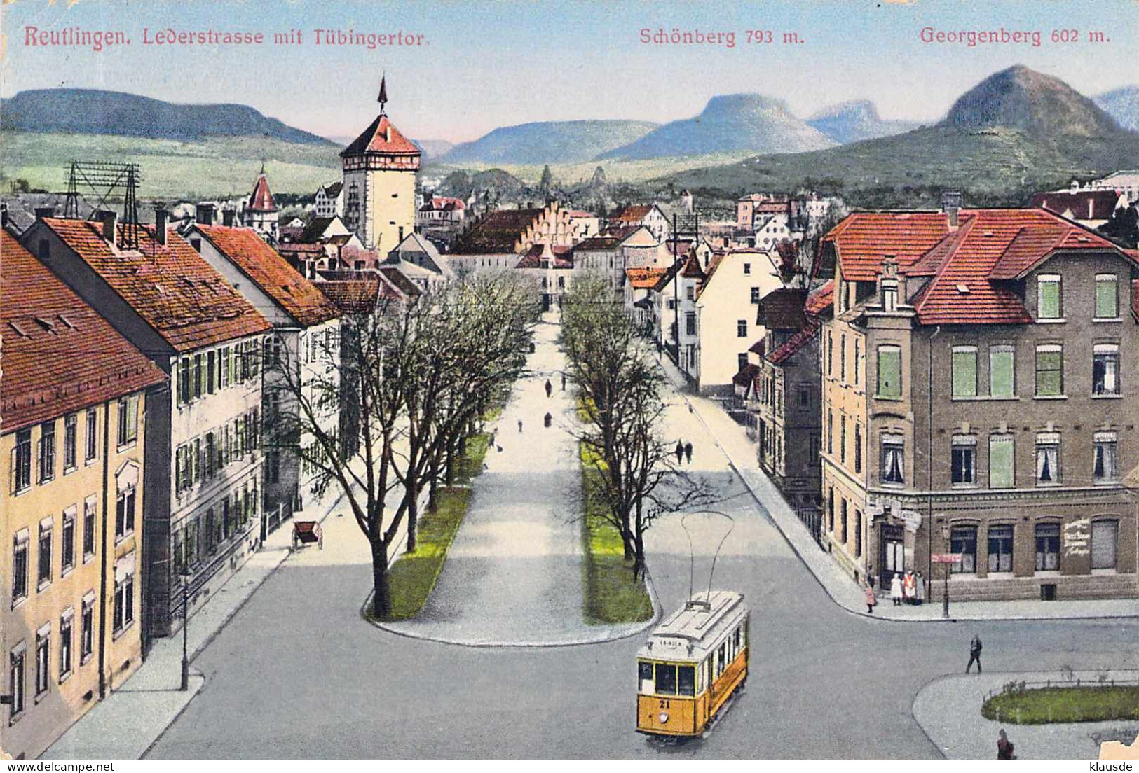 Reutlingen - Lederstrasse Mit Tübingertor Gel.1926 - Reutlingen