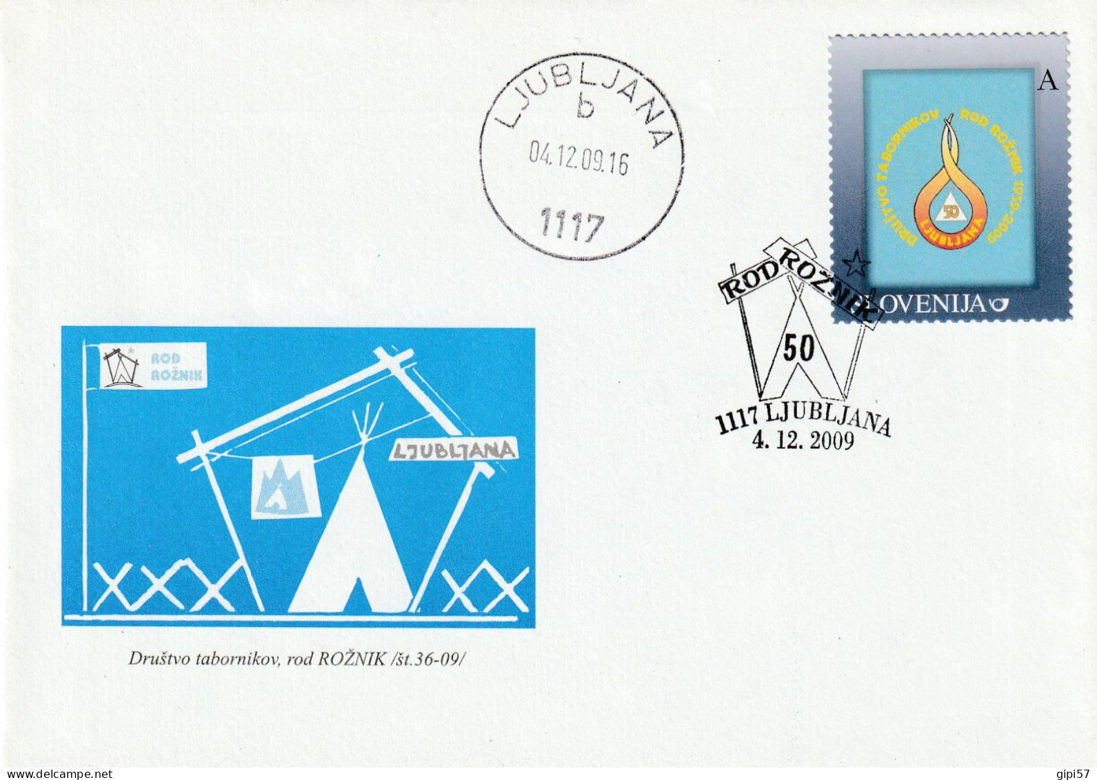 SCOUT SLOVENIA 2009 - FDC 50. SCOUT CLUB LJUBLJANA. SPECIAL CANCEL LJUBLJANA - Slovenië