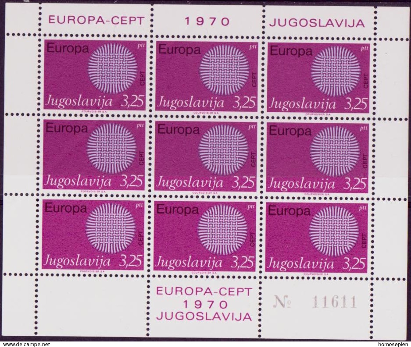 Europa CEPT 1970 Yougoslavie - Jugoslawien - Yugoslavia Y&T N°F1269 à F1270 - Michel N°KB1379 à KB1380 *** - 1970