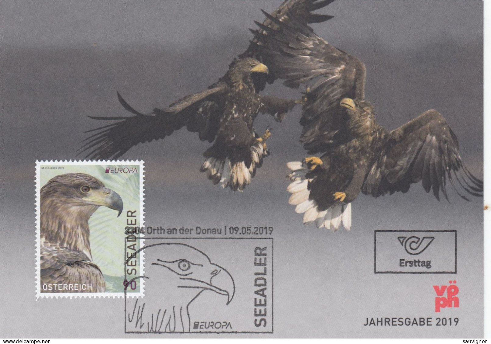 Österreich Maximumkarte. Jahresgabe-Karte Seeadler. Marke, Stempel Und Karte Ident. Sea Eagle. 2019 - Maximumkaarten