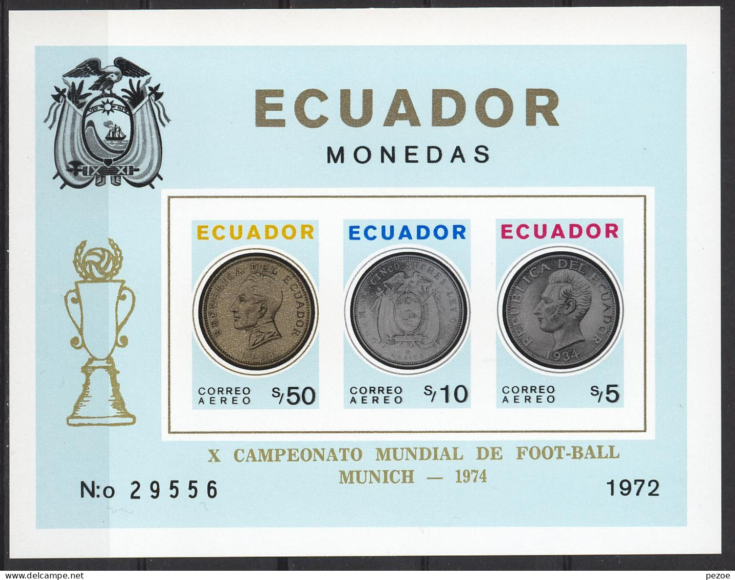 Football / Soccer / Fussball - WM 1974:  Ecuador  Bl **,imperf. - 1974 – Westdeutschland