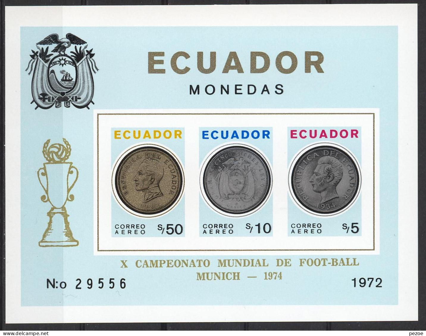 Football / Soccer / Fussball - WM 1974:  Ecuador  Bl **,imperf. - 1974 – Allemagne Fédérale