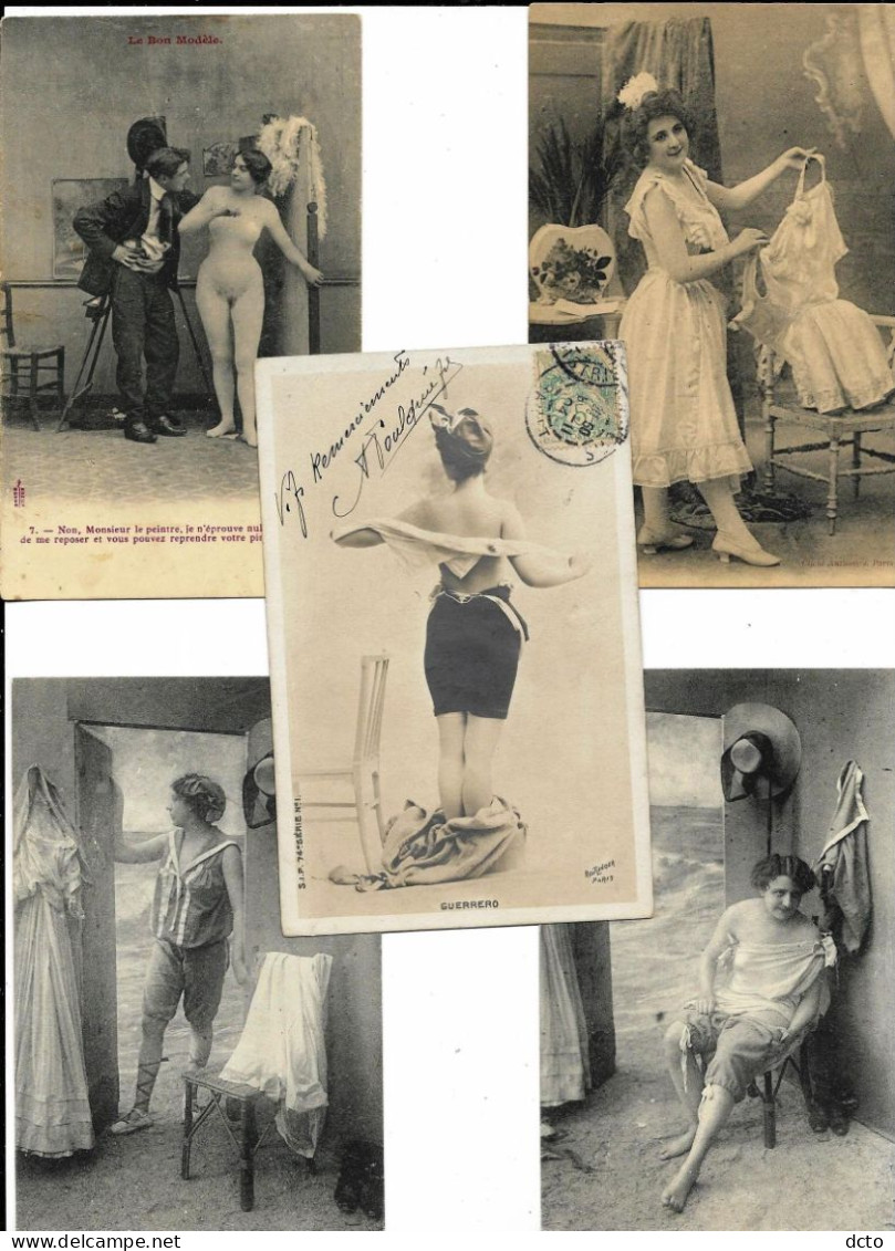 5 Cpa Photos Femmes Légèrement Vêtues Ed. Divers Reutlinger, Noyer... - Femmes