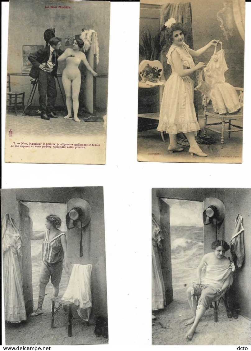 5 Cpa Photos Femmes Légèrement Vêtues Ed. Divers Reutlinger, Noyer... - Women