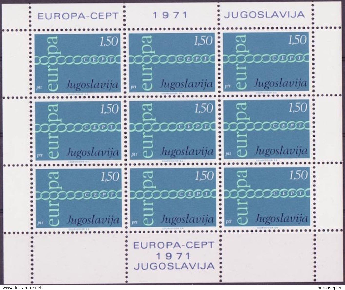 Europa CEPT 1971 Yougoslavie - Jugoslawien - Yugoslavia Y&T N°F1301 à F1302 - Michel N°KB1416 à KB1417 *** - 1971