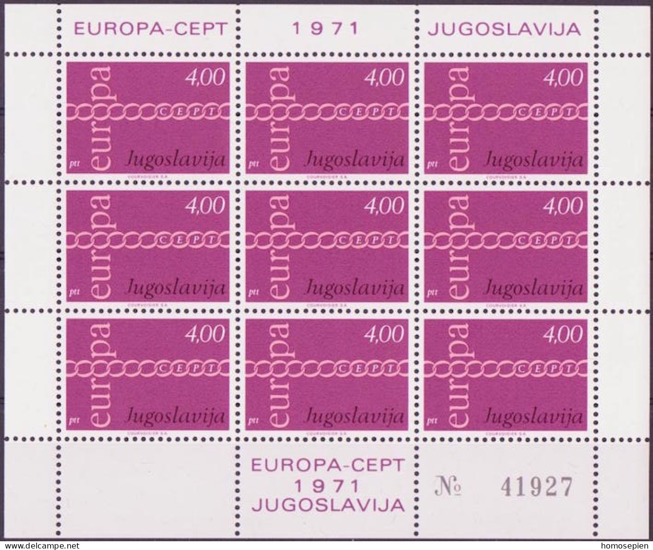 Europa CEPT 1971 Yougoslavie - Jugoslawien - Yugoslavia Y&T N°F1301 à F1302 - Michel N°KB1416 à KB1417 *** - 1971