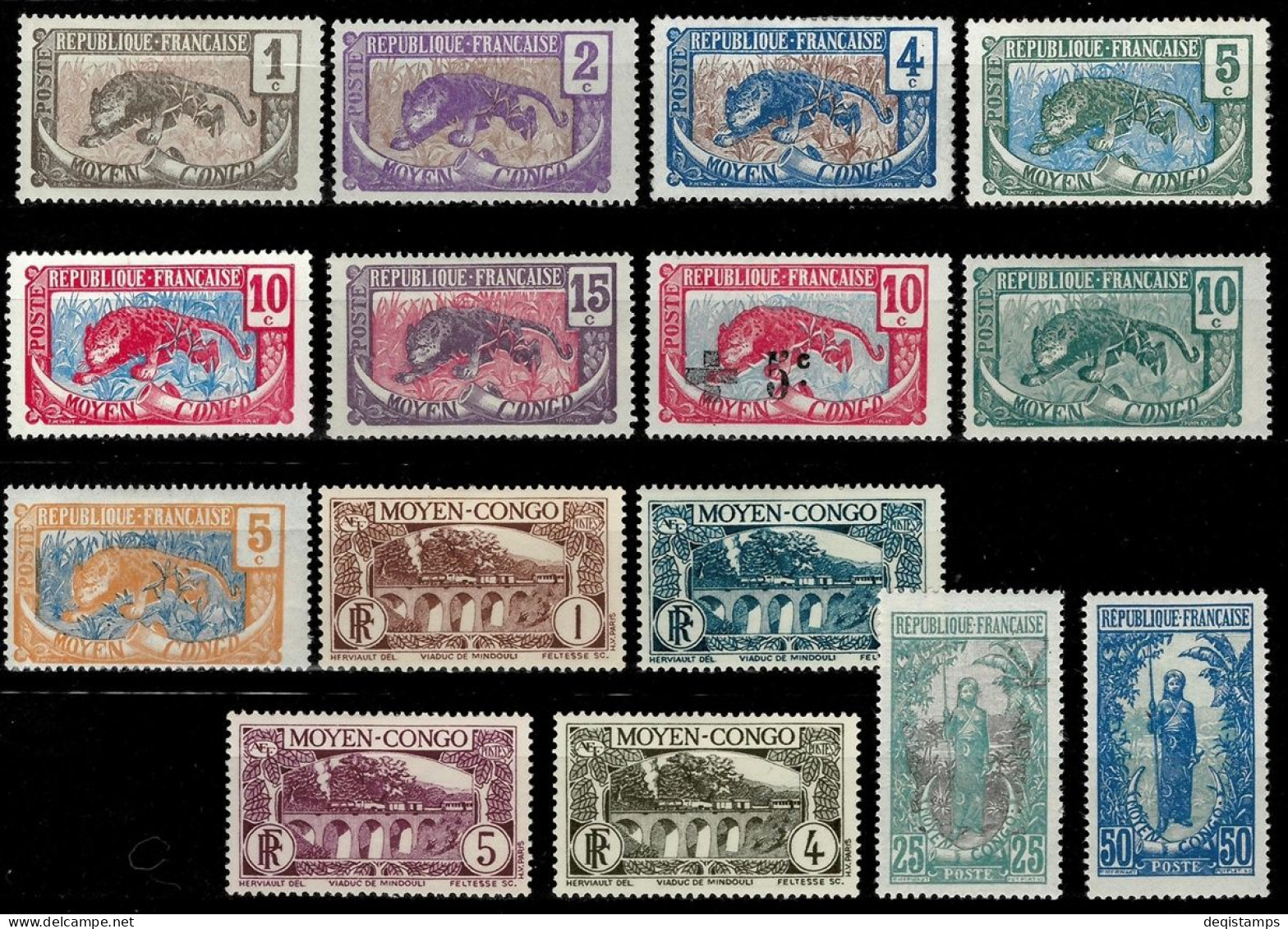French Middle Congo Year 1907/1930 MH Fauna Stamps Lot - Unused Stamps