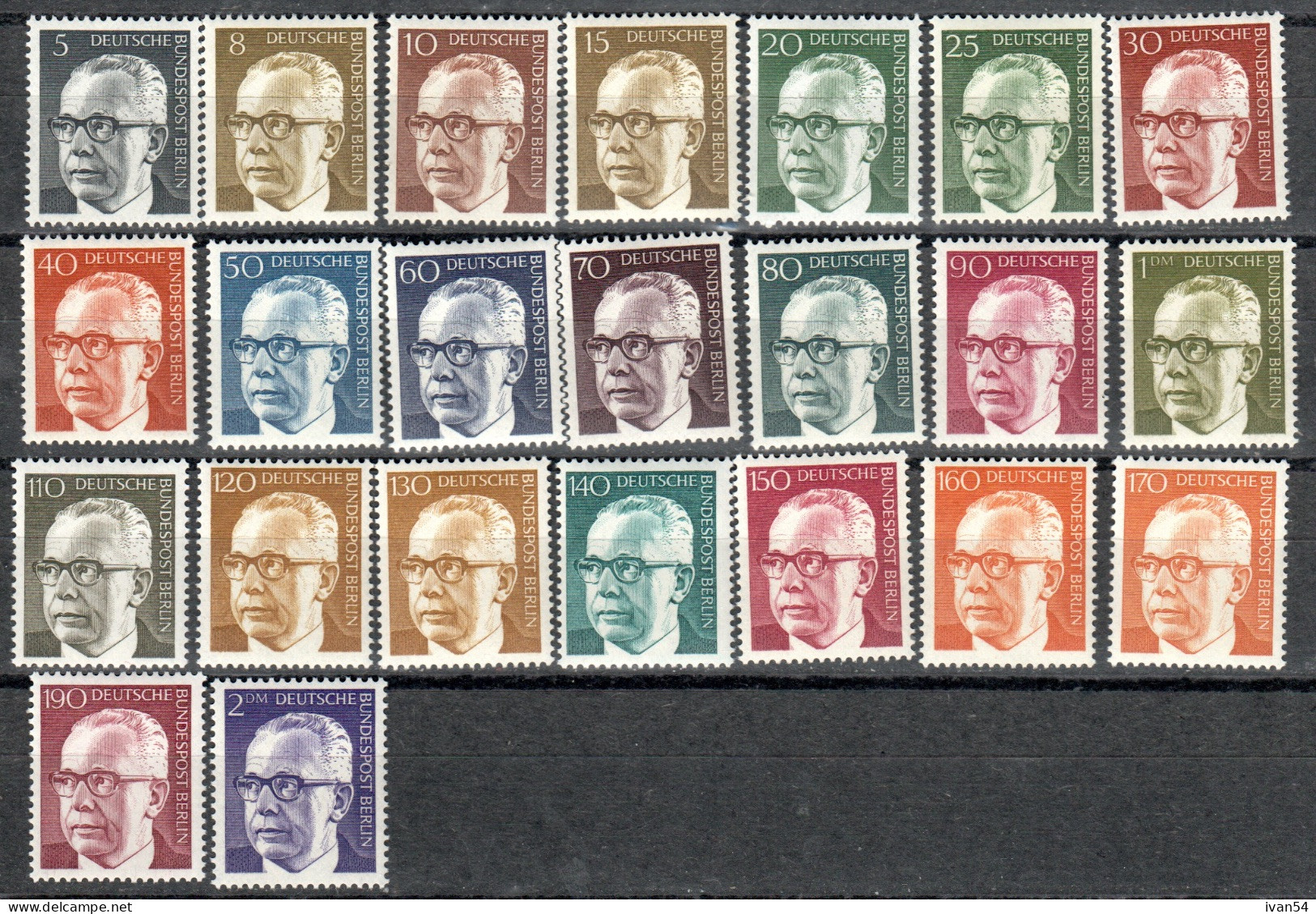 BERLIN : 339-52 ** MNH - President Heinemann (1970-2) - Unused Stamps