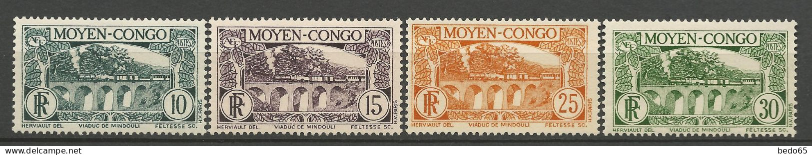 CONGO N° 117 / 118 / 120 / 121 NEUF* TRACE DE CHARNIERE  / Hinge / MH - Unused Stamps