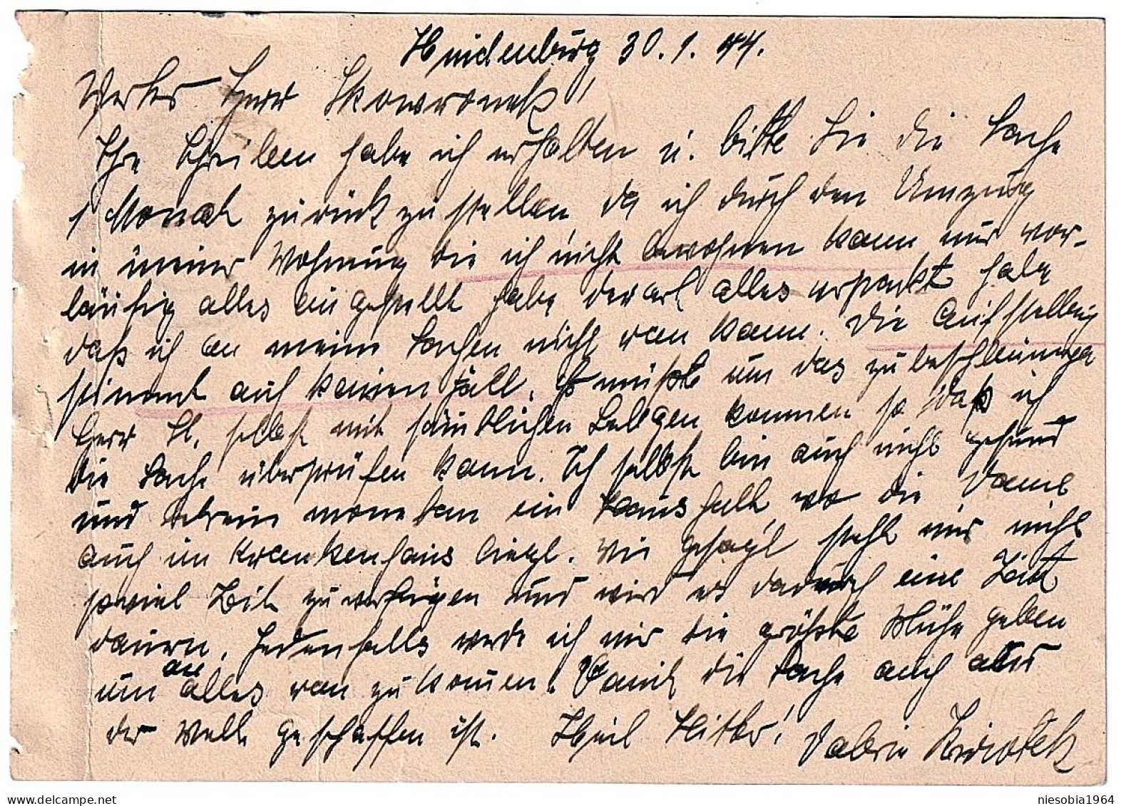 WW2 Propaganda Postcard Hitler DR6  Siegel Hindenburg 31.01.1944 - Postcards