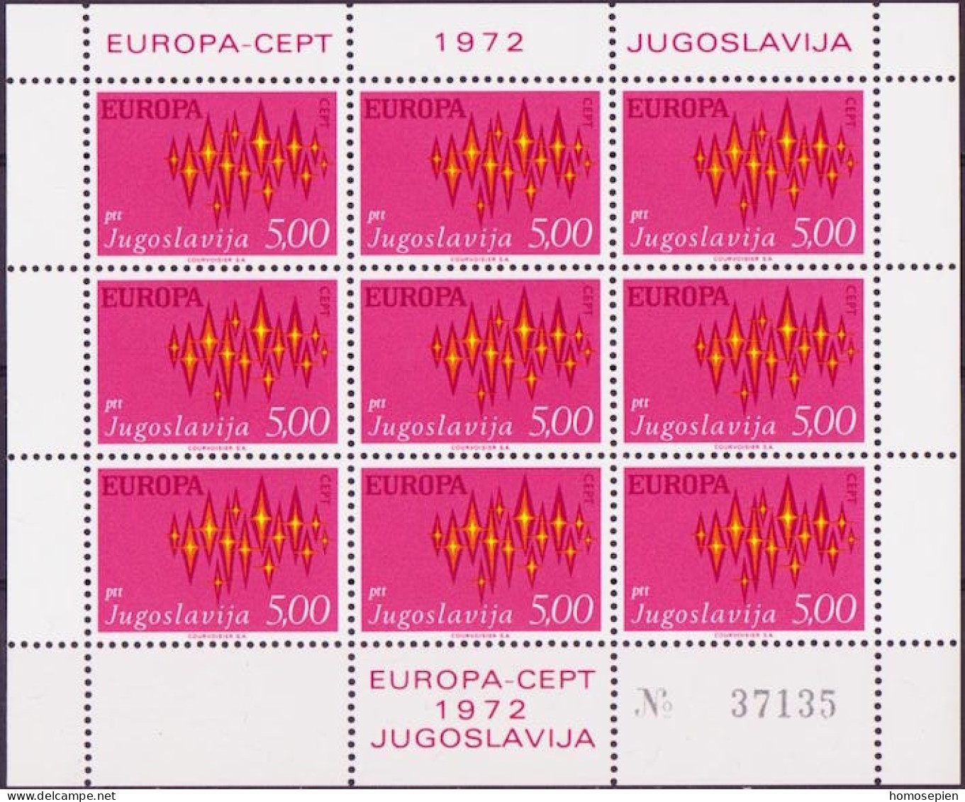 Europa CEPT 1972 Yougoslavie - Jugoslawien - Yugoslavia Y&T N°F1343 à F1344 - Michel N°KB1457 à KB1458 *** - 1972
