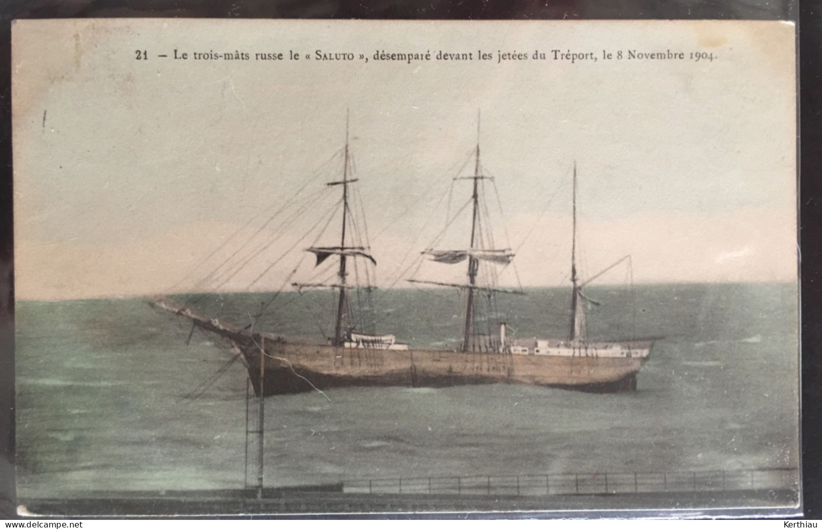 MARINE BATEAU - Le Tréport : Le Trois-mats Russe Le  "Saluto" Désemparé Devant Les Jetés Du Tréport Le 8 Nov. 1904 - Le Treport