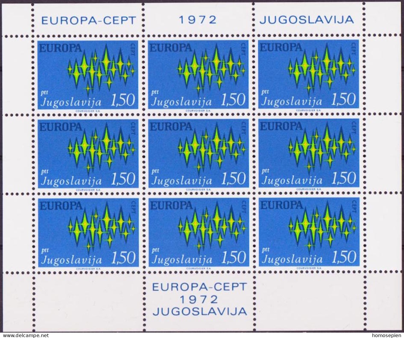 Yougoslavie - Jugoslawien - Yugoslavia Bloc Feuillet 1972 Y&T N°F1343 à F1344 - Michel N°KB1457 à KB1458 *** - EUROPA - Blocks & Sheetlets