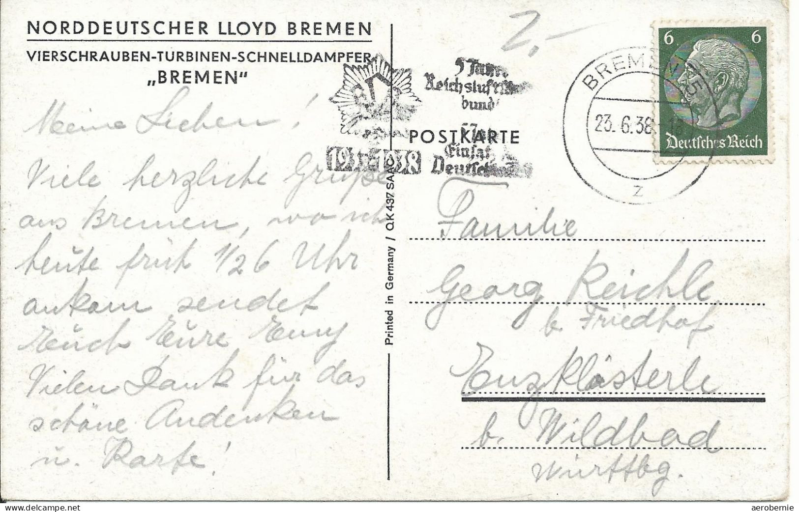 BREMEN - Norddeutscher Lloyd (30er Jahre) - Steamers