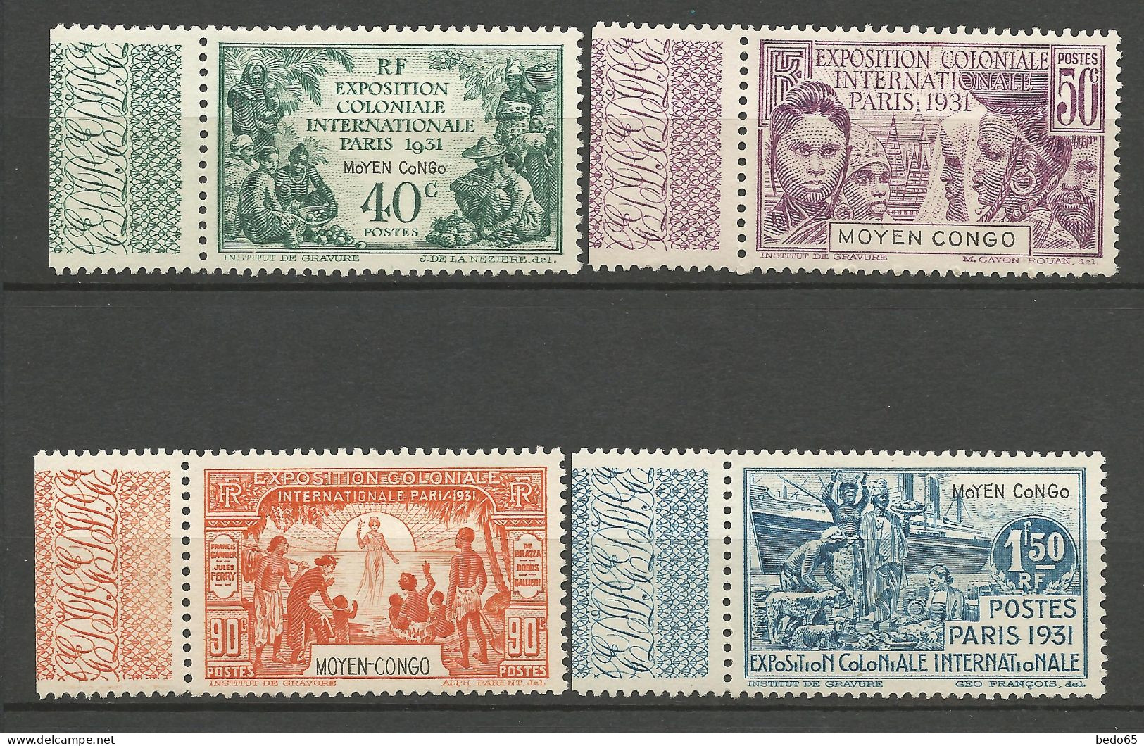 CONGO N° 109 à 112 Série Complète NEUF*  CHARNIERE  / Hinge / MH - Unused Stamps