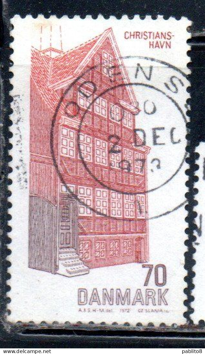 DANEMARK DANMARK DENMARK DANIMARCA 1972 ARCHITECTURE HOUSE CHRISTIANSHAVN 70o USED USATO OBLITERE' - Used Stamps