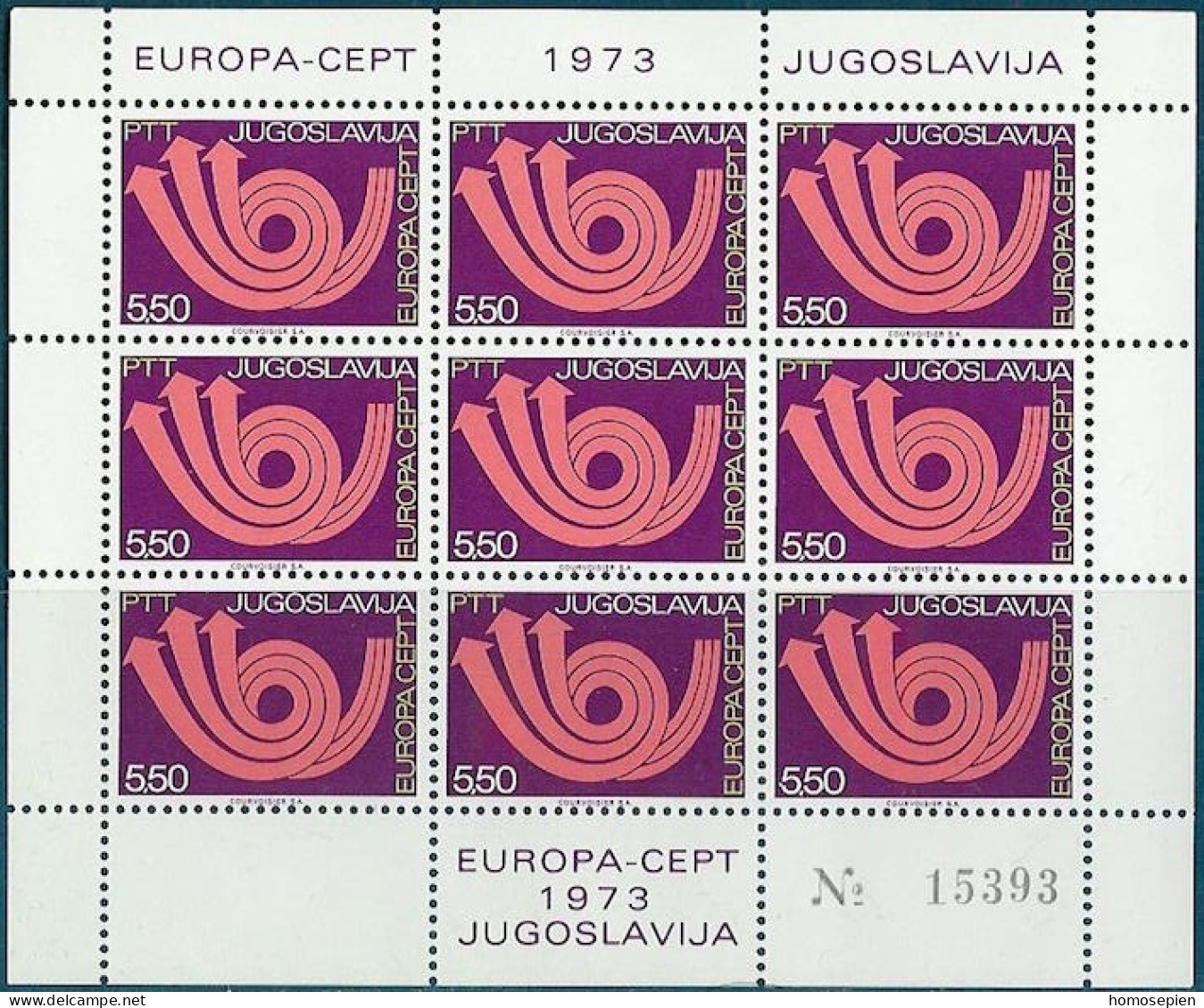 Europa CEPT 1973 Yougoslavie - Jugoslawien - Yugoslavia Y&T N°F1390 à F1391 - Michel N°KB1507 à KB1508 *** - 1973