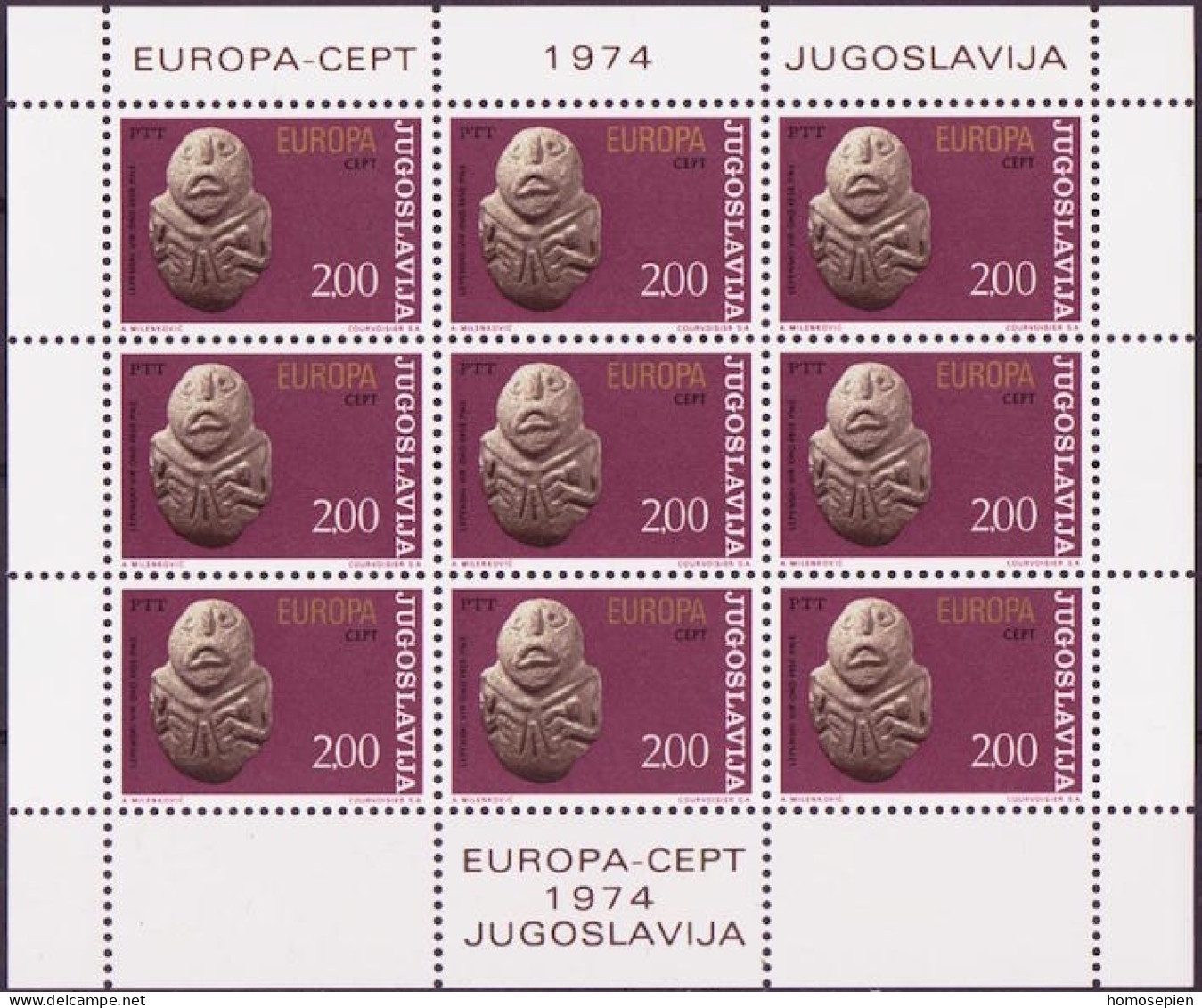 Europa CEPT 1974 Yougoslavie - Jugoslawien - Yugoslavia Y&T N°F1438 à F1439 - Michel N°KB1557 à KB1558 *** - 1974