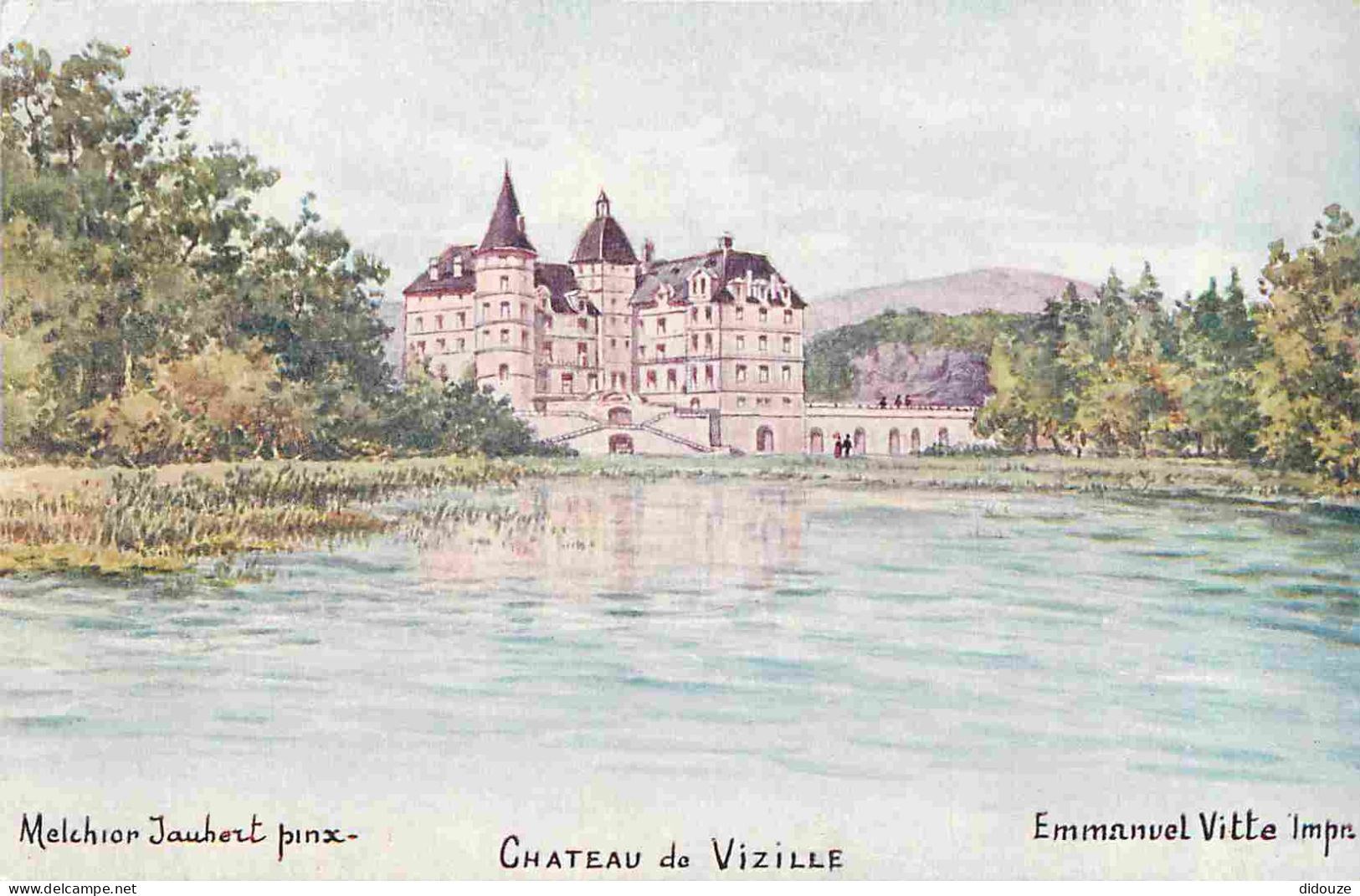 38 - Vizille - Le Château - Art Peinture - Colorisée - Melchir Jaubert Pinx - Emmanuel Vitte Impr - CPA - Etat Mal Décou - Vizille
