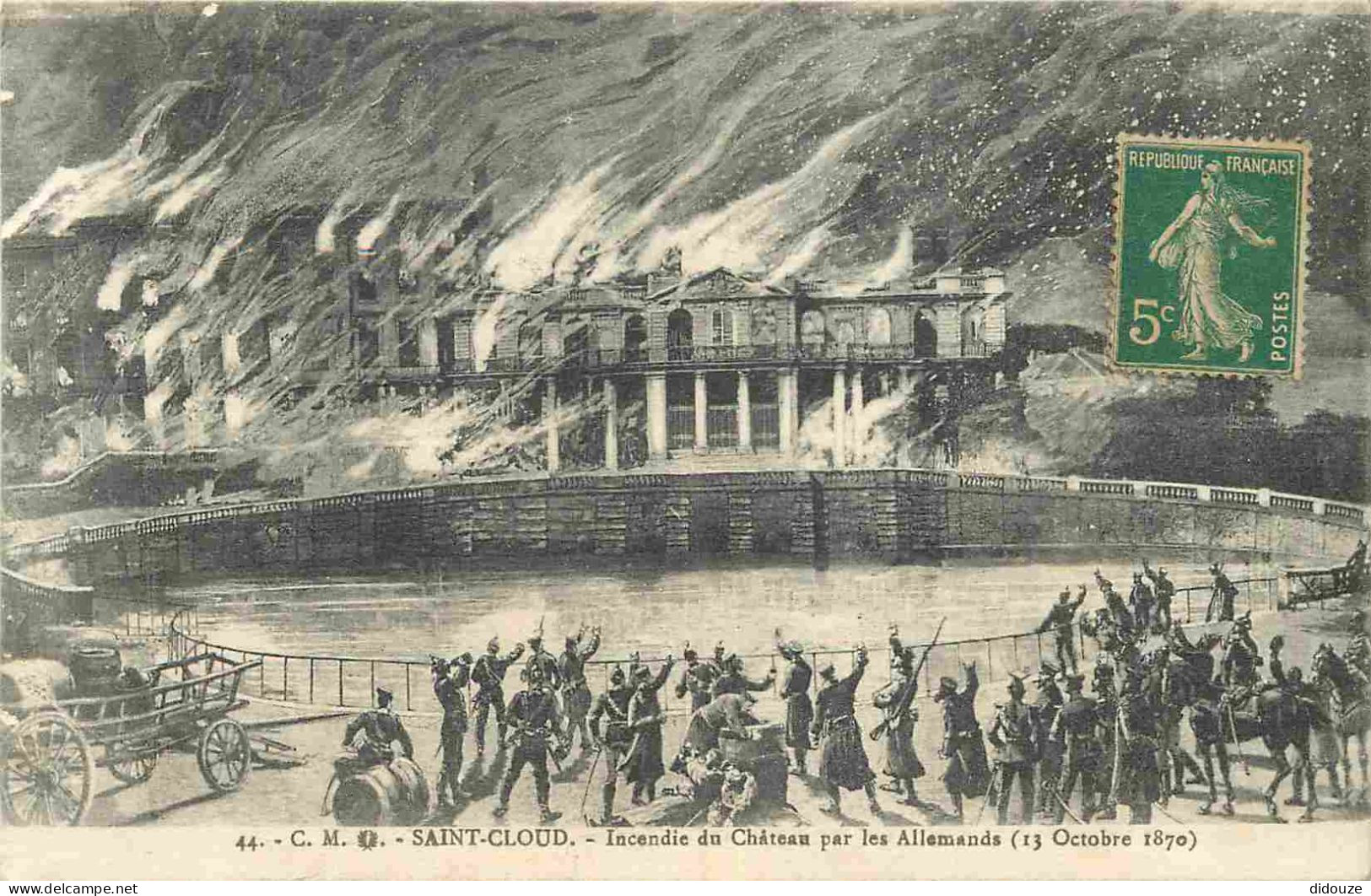 92 - Saint Cloud - Le Château - Incendie Par Les Allemands Le 13 Octobre 1870 - D'après Une Vieille Gravure - Correspond - Saint Cloud