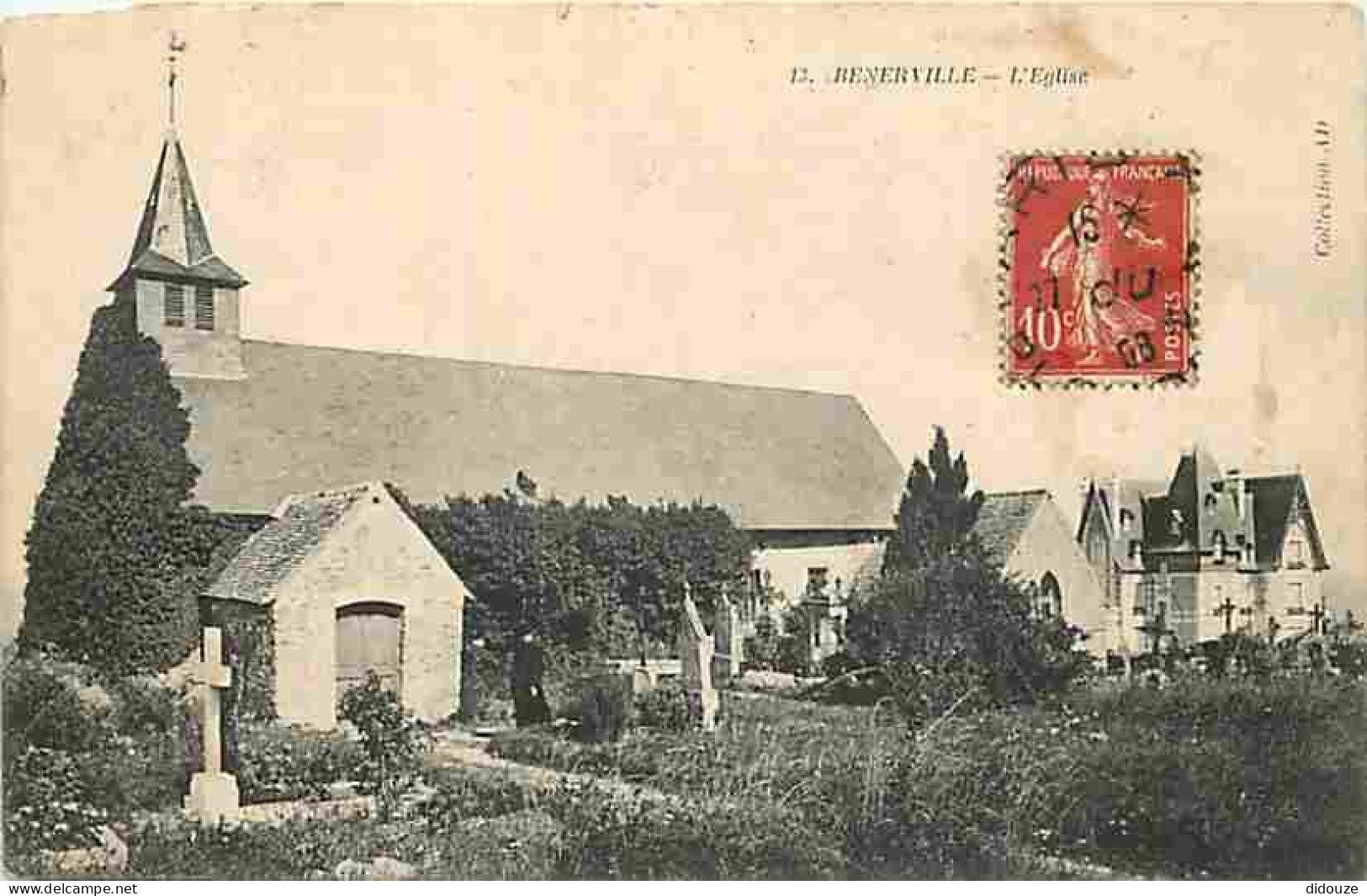 14 - Benerville - L'Eglise - Animée - Correspondance - Etat Coin Supérieur Gauche Abimé - CPA - Voir Scans Recto-Verso - Other & Unclassified