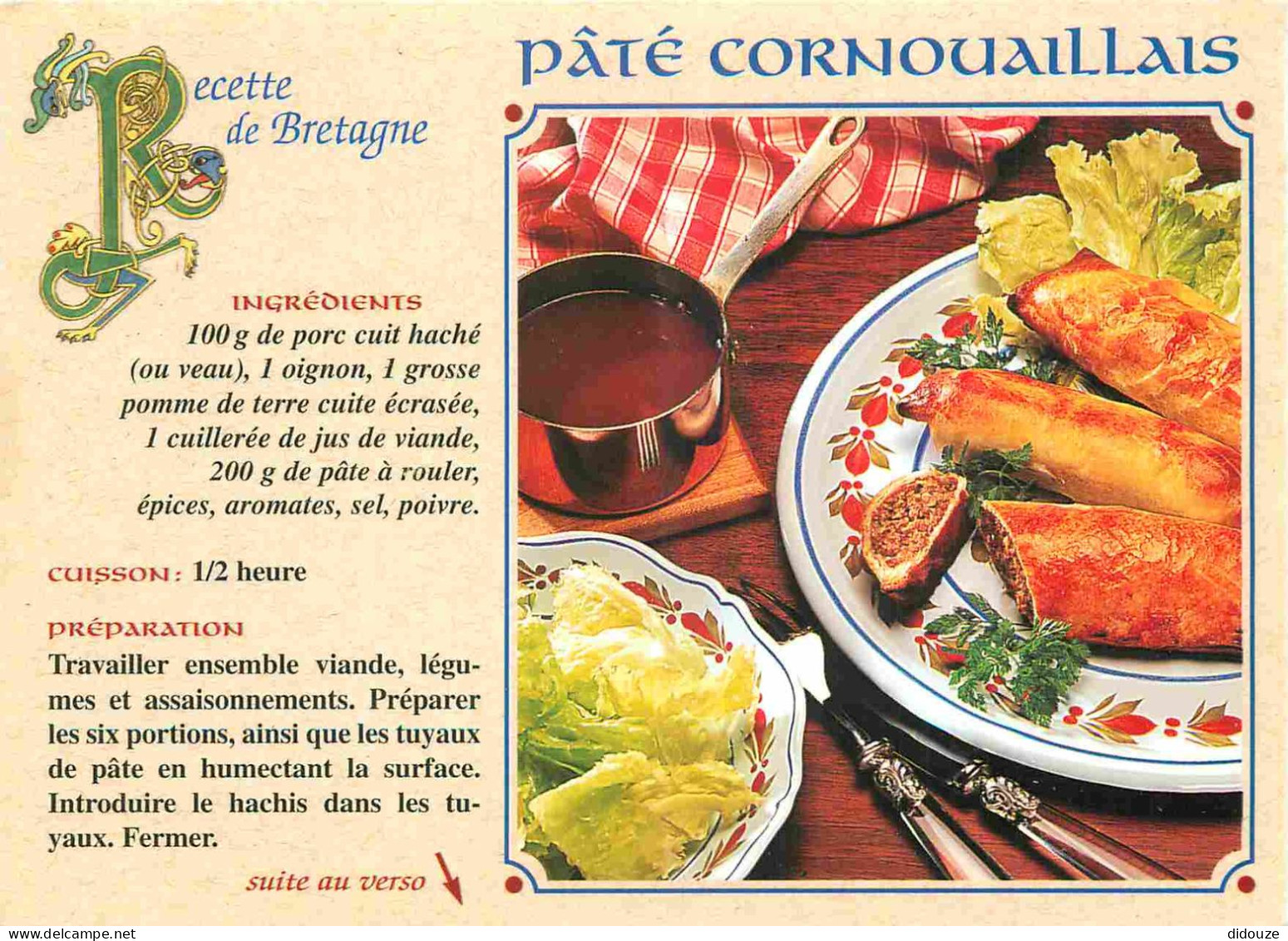 Recettes De Cuisine - Paté Cornouaillais - Bretagne - Gastronomie - CPM - Carte Neuve - Voir Scans Recto-Verso - Recettes (cuisine)