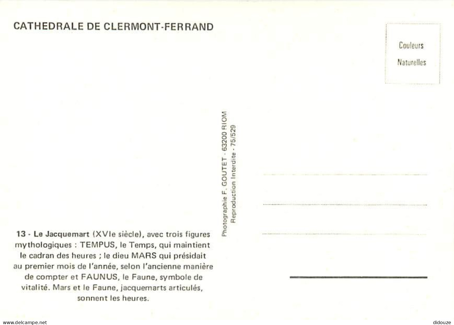 63 - Clermont Ferrand - Intérieur De La Cathédrale - Le Jacquemart Du XVIe Siècle - Horloge - CPM - Carte Neuve - Voir S - Clermont Ferrand