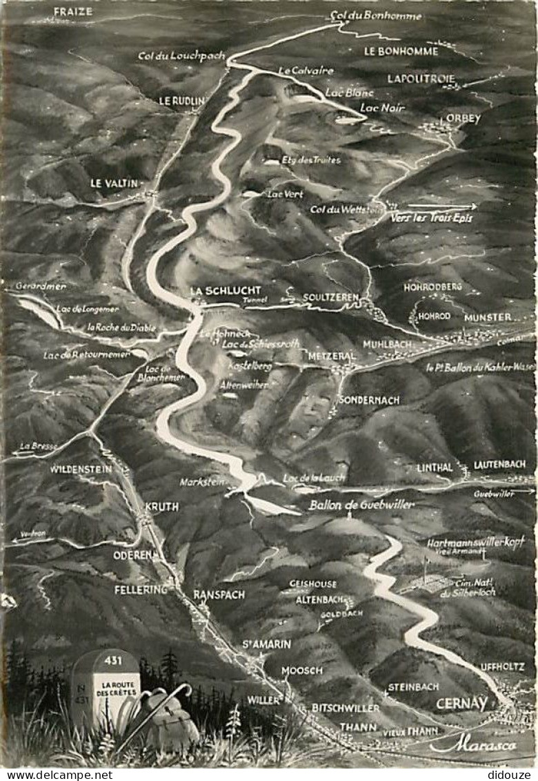 88 - Vosges - La Route Des Crêtes - Carte Géographique - CPSM Grand Format - Borne Kilométrique - Carte Neuve - CPM - Vo - Other & Unclassified