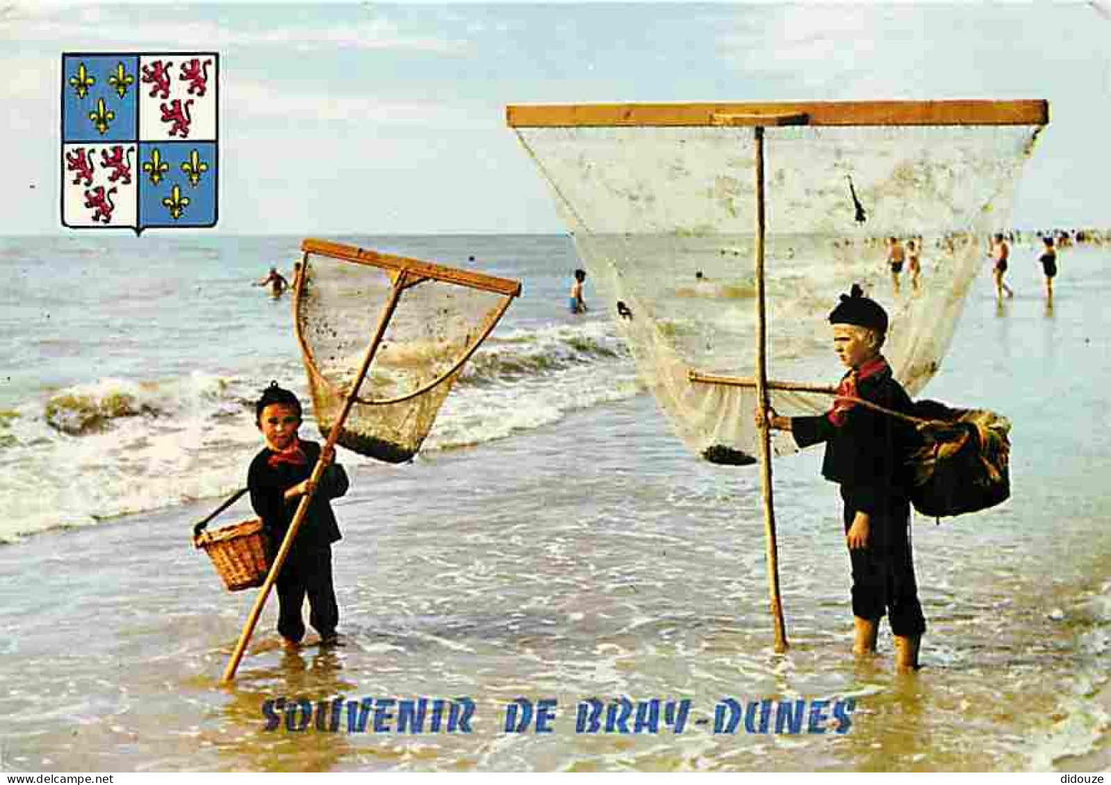 59 - Bray Dunes - Pecheurs De Crevettes - Enfants - Blasons - Plages - CPM - Voir Scans Recto-Verso - Bray-Dunes