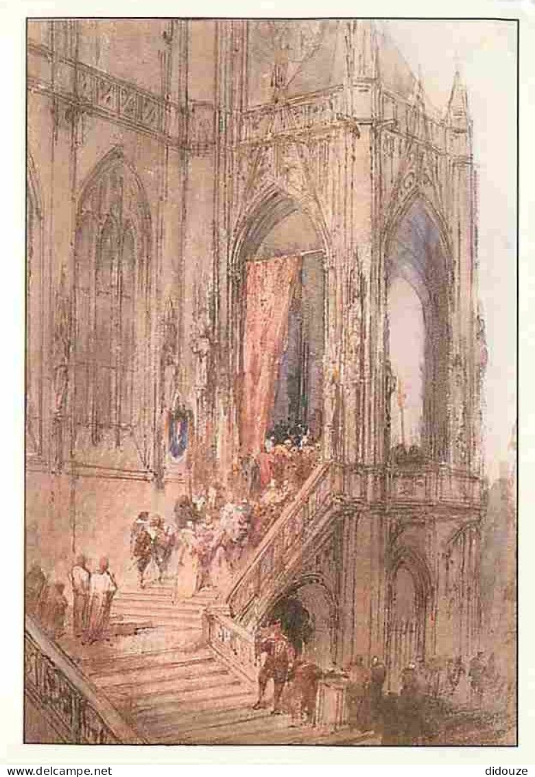 Art - Peinture - Richard Parkes Bonington - Escalier D'une Cathédrale - Description Du Tableau Au Dos - CPM - Voir Scans - Peintures & Tableaux