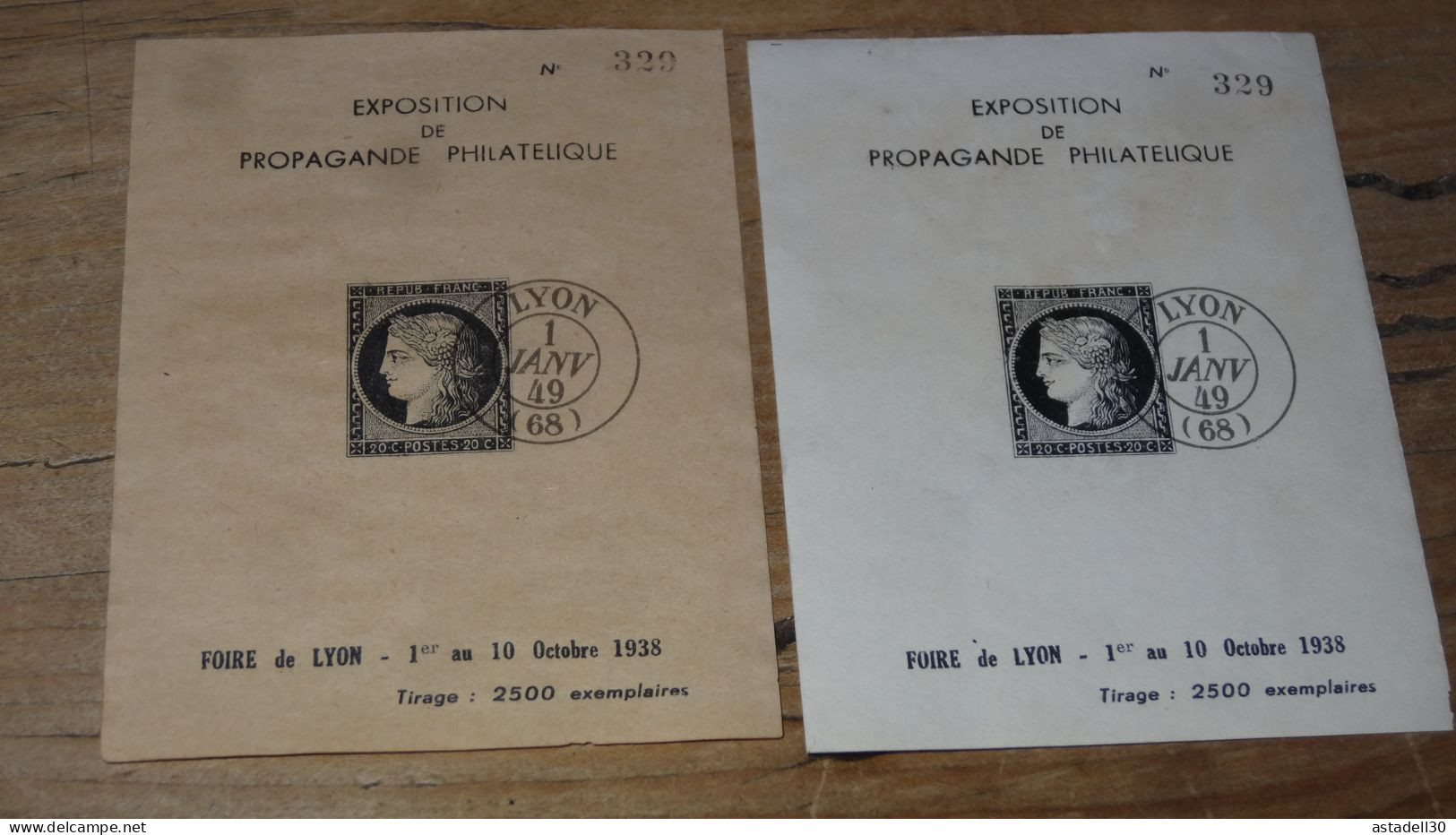 2 Blocs-feuillets De L'exposition De Propagande Philatélique, Foire  Lyon Octobre 1938 (2500 Ex)................ 19255 - Autres & Non Classés