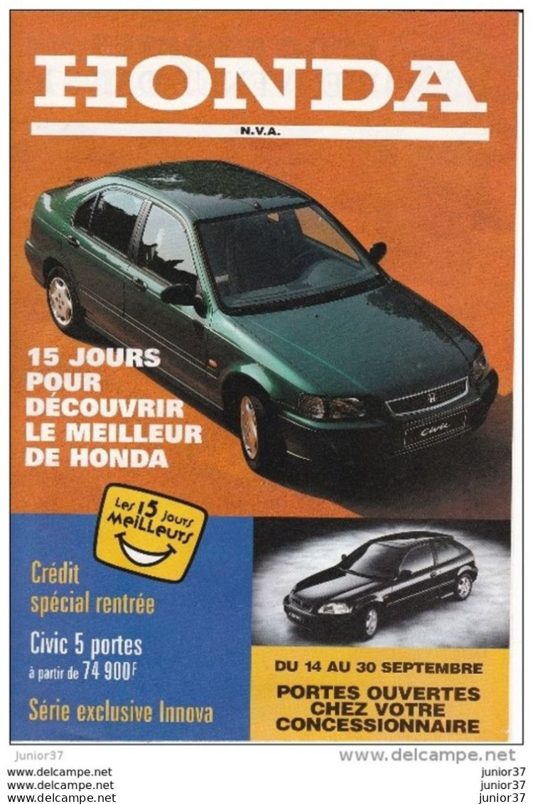 Feuillet Honda,1996,  Civic, Accord, - Publicités