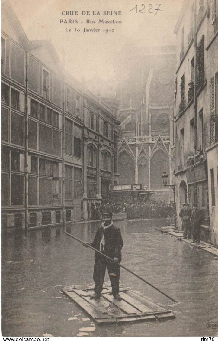 PARIS  DEPART   CRUE  DE LA  SEINE  29 JANVIER  1910     RUE  DE BÛCHERIE  , MAISON DES ETUDIANTS - Paris Flood, 1910