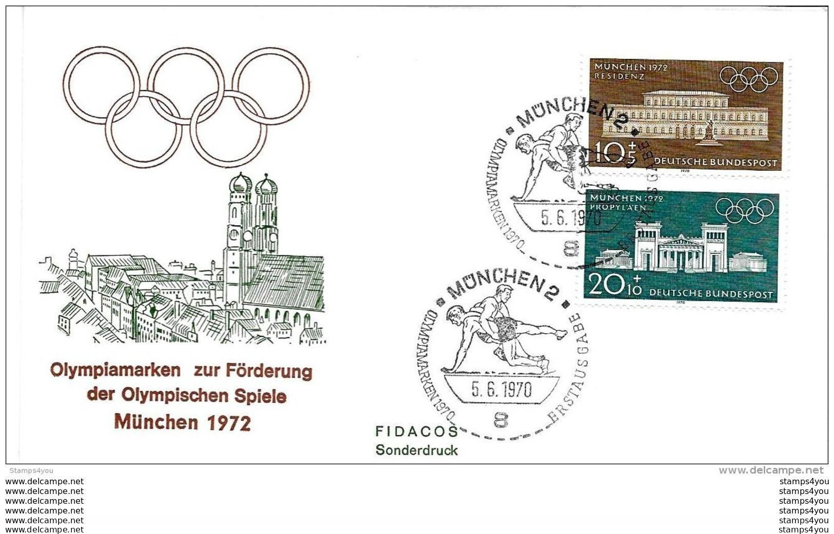 118 - 66 - Enveloppe Allemande - Timbres Olympiques - Oblit Spéciale De München 1970 - Ete 1972: Munich