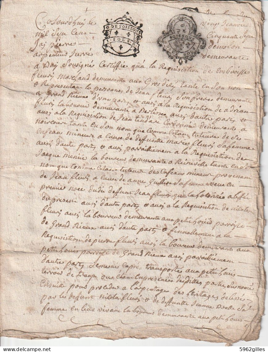 02 AISNE 1757 DIZY-LE-GROS GRANDRIEUX BERLIZE NOIRCOURT RENNEVILLE Près MONTCORNET LAON ROZOY-SUR-SERRE BRUNEHAMEL - Historical Documents