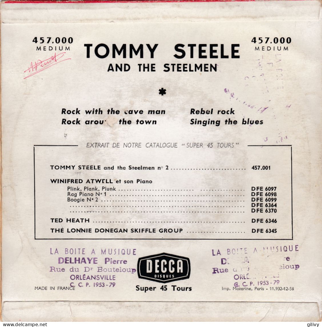 TOMMY STEELE : " Rock With The Cave Man " - EP - Rock