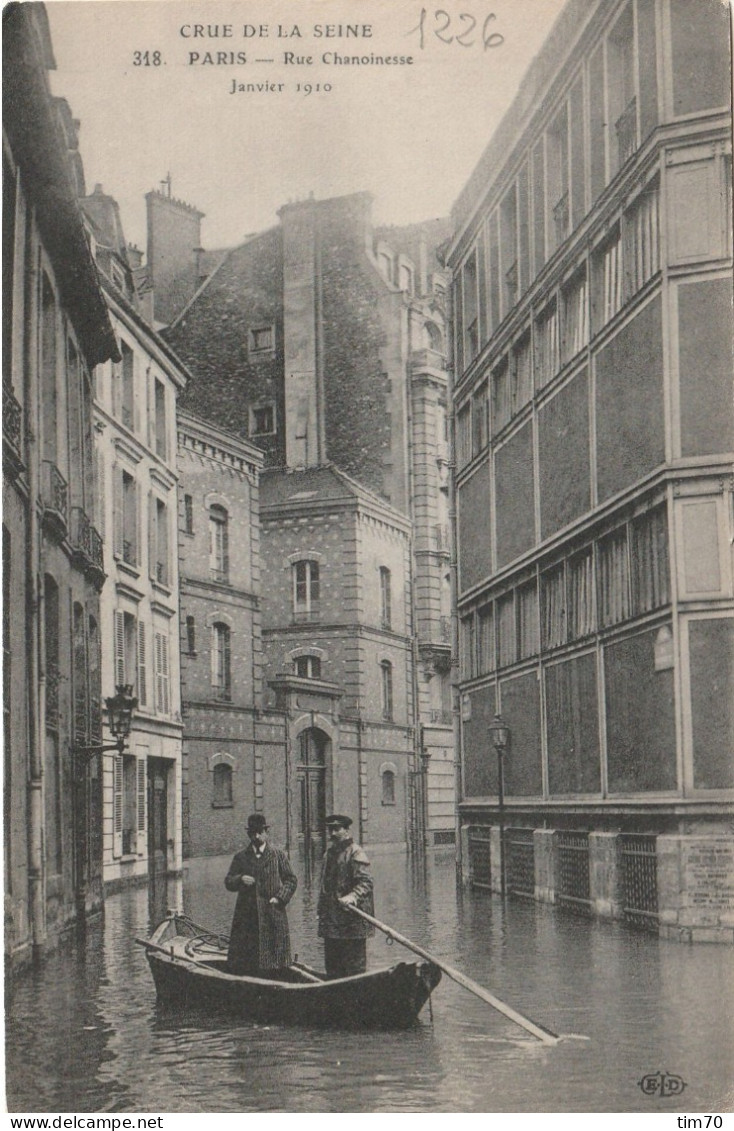 PARIS  DEPART   CRUE  DE LA  SEINE  29 JANVIER  1910     RUE  CHAMOINESSE - Überschwemmung 1910