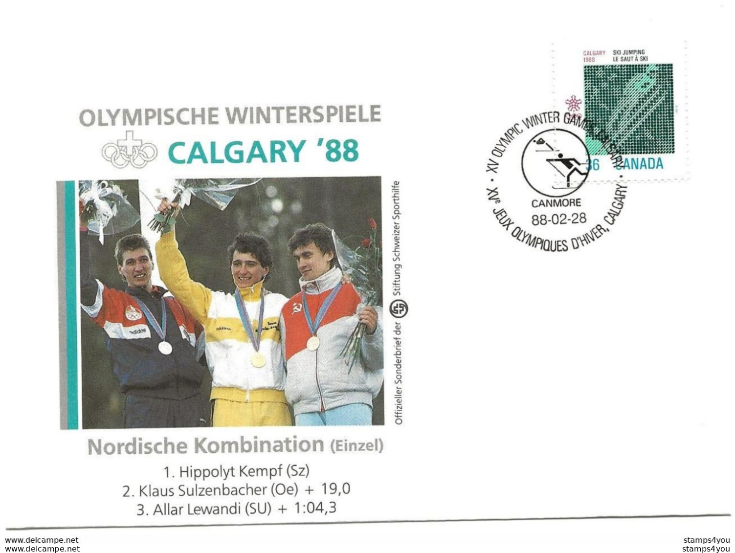 213 - 12 - Enveloppe  "combiné Nordique" Oblit Spéciale - Winter 1988: Calgary