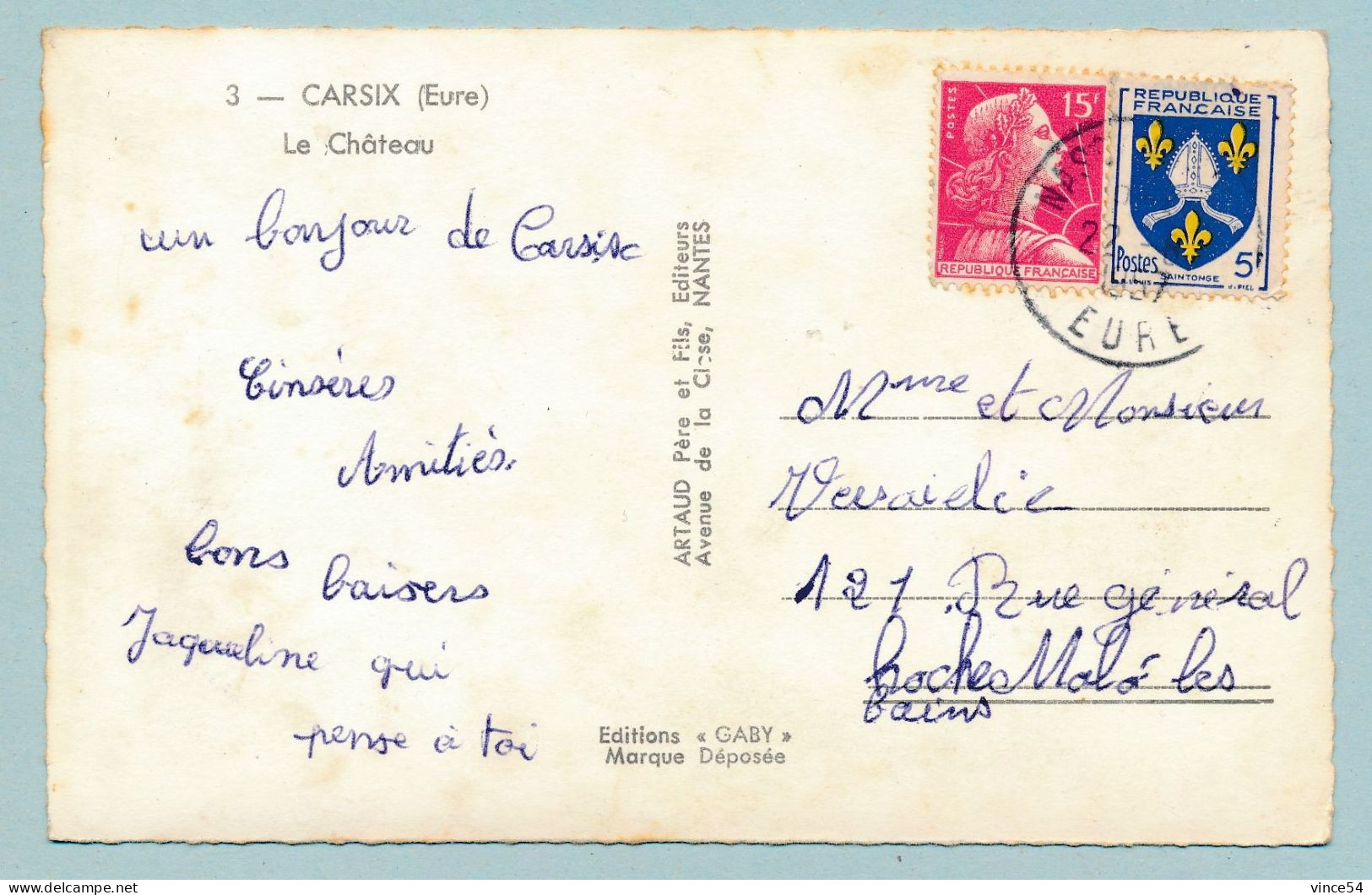 CARSIX - Le Château - Circulé 1957 - Autres & Non Classés