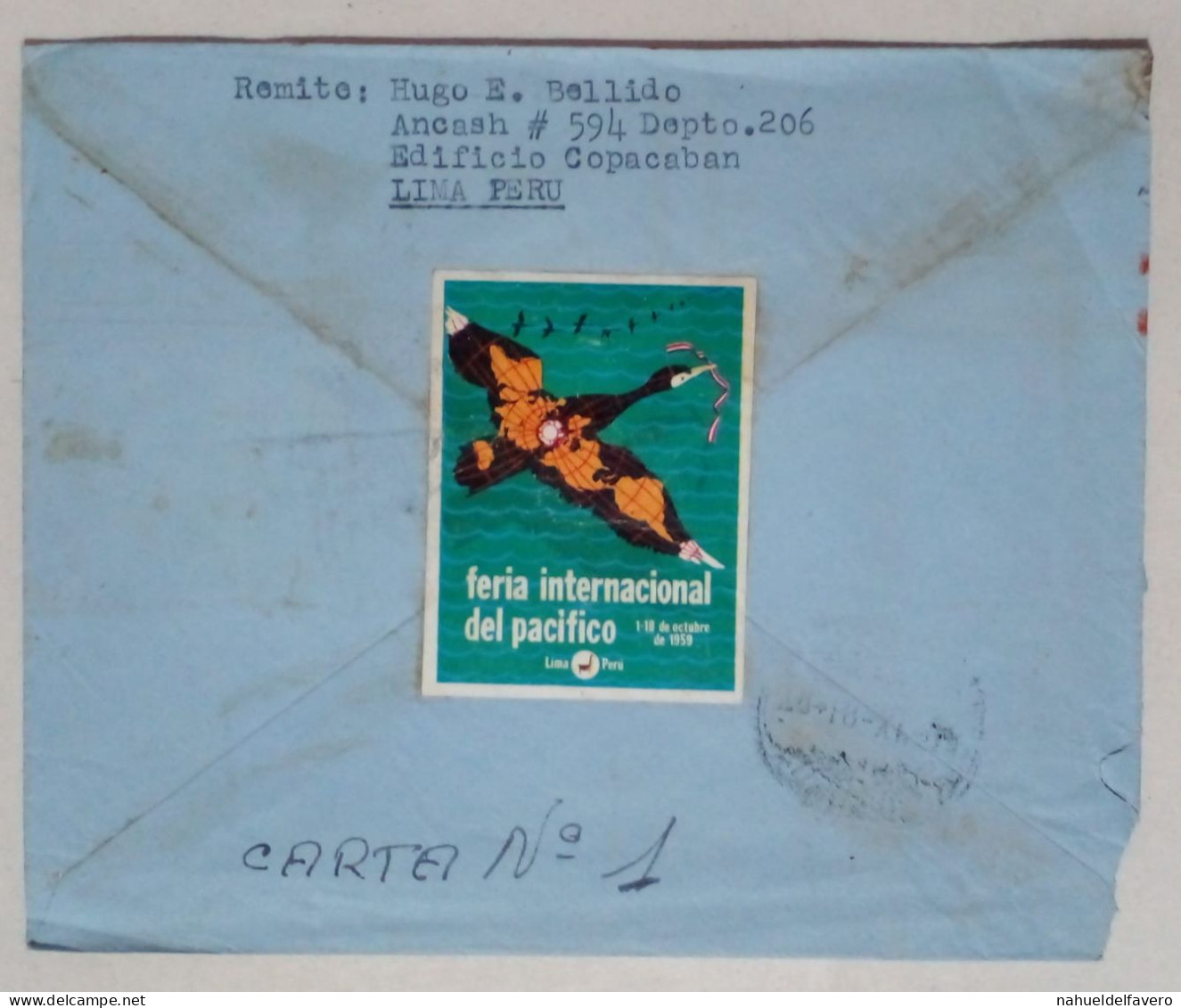 Pérou - Enveloppe Circulée Sur Le Thème Des Oiseaux (1959) - Other & Unclassified