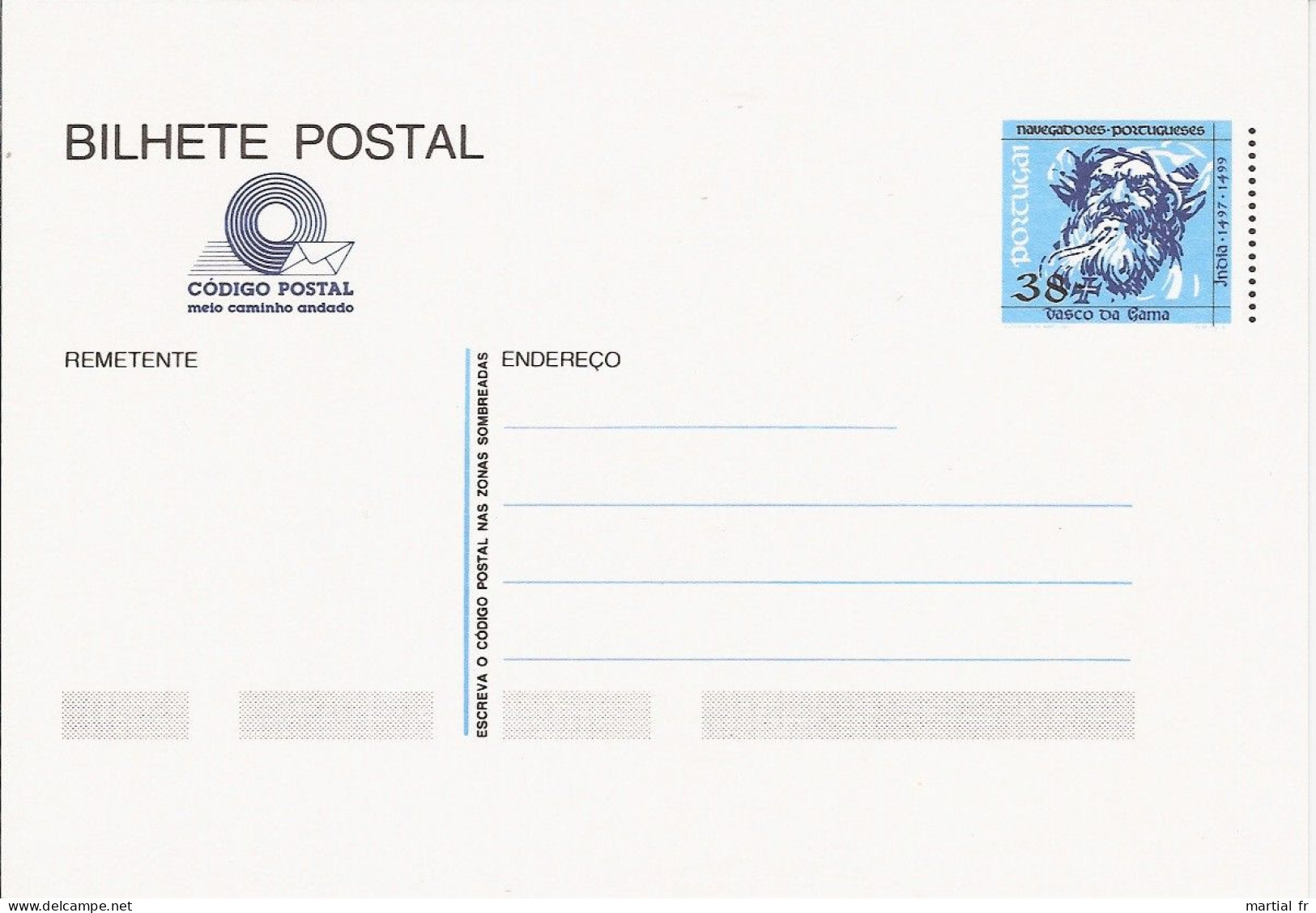 PORTUGAL ENTIER POSTAL STATIONERY GANZSACHE GS VASCO DE DA GAMA NAVIGATEUR BATEAU BARBE BART Baard COIFFURE - Postal Stationery