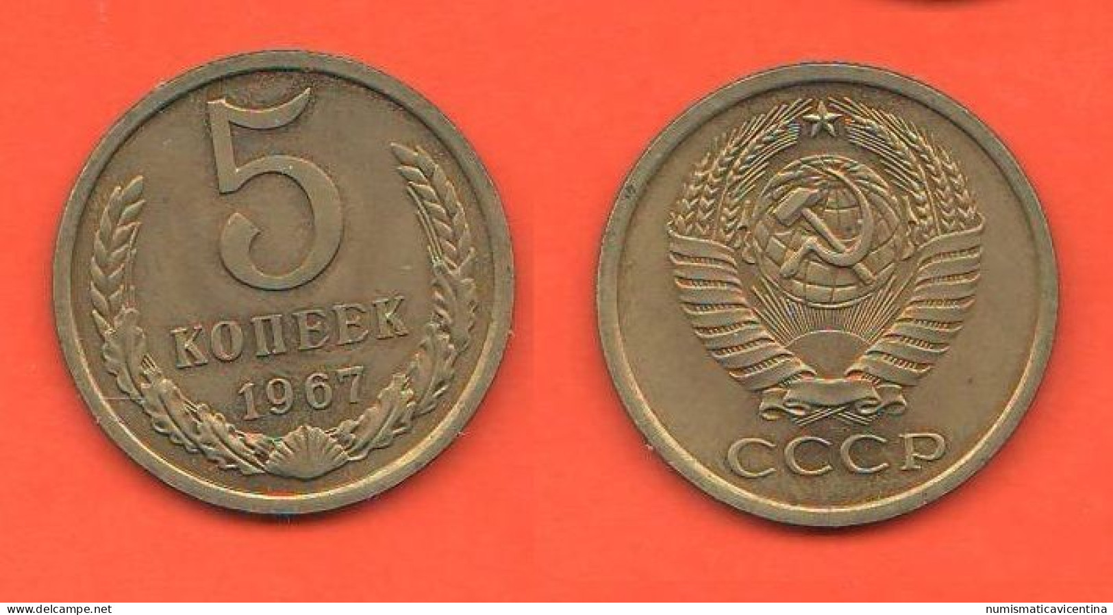 Russia CCCP 5 Kopeks 1967  Russie  Bronze Coins K 129 Rare Date - Russia