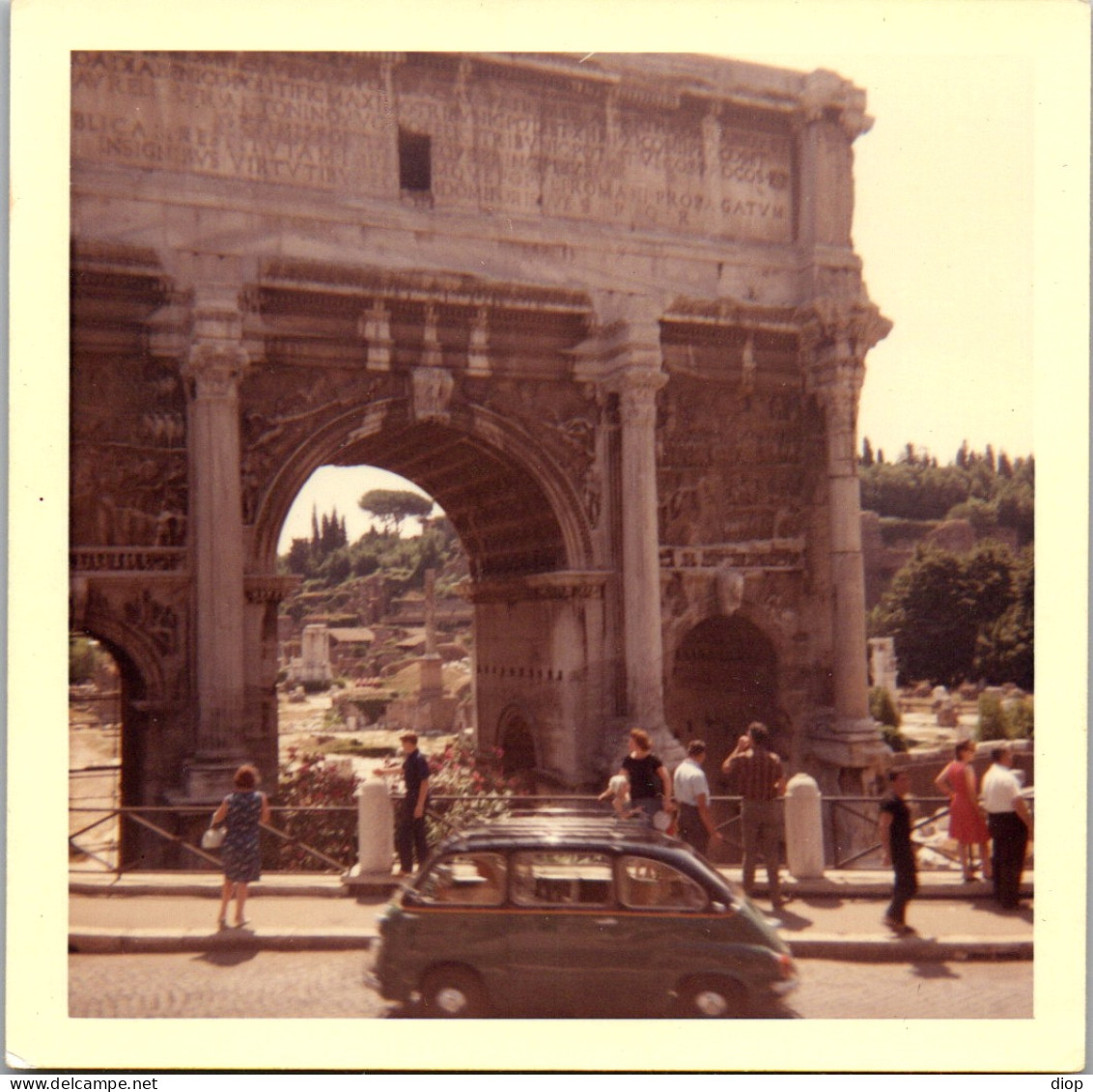 Photographie Photo Vintage Snapshot Amateur Automobile Voiture Rome  - Cars
