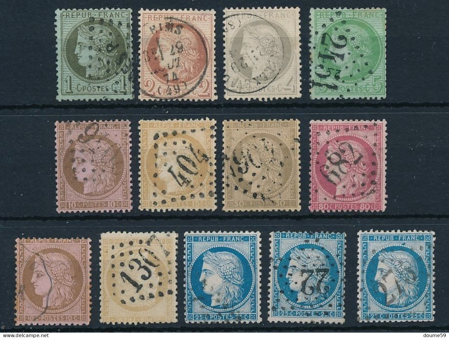 A-747: FRANCE:   Lot "CERES" Obl  N° 50/602C - 1871-1875 Cérès