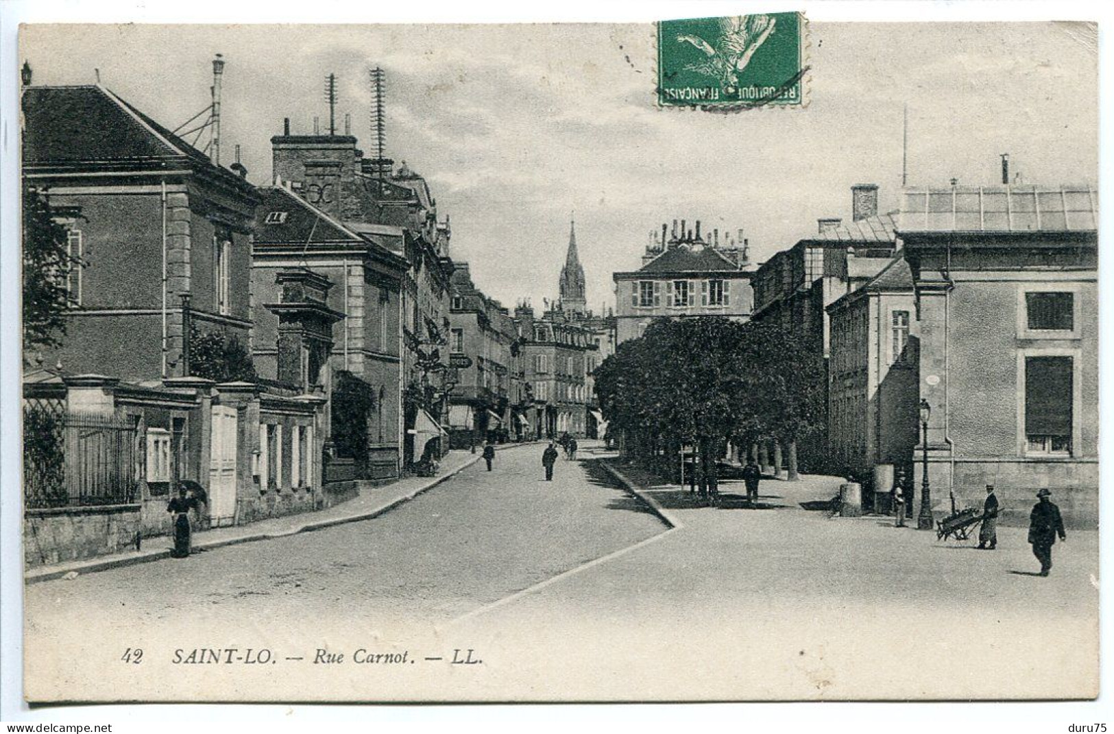 CPA Voyagé 1912 * SAINT LÔ Rue Carnot ( Petite Animation ) - Saint Lo