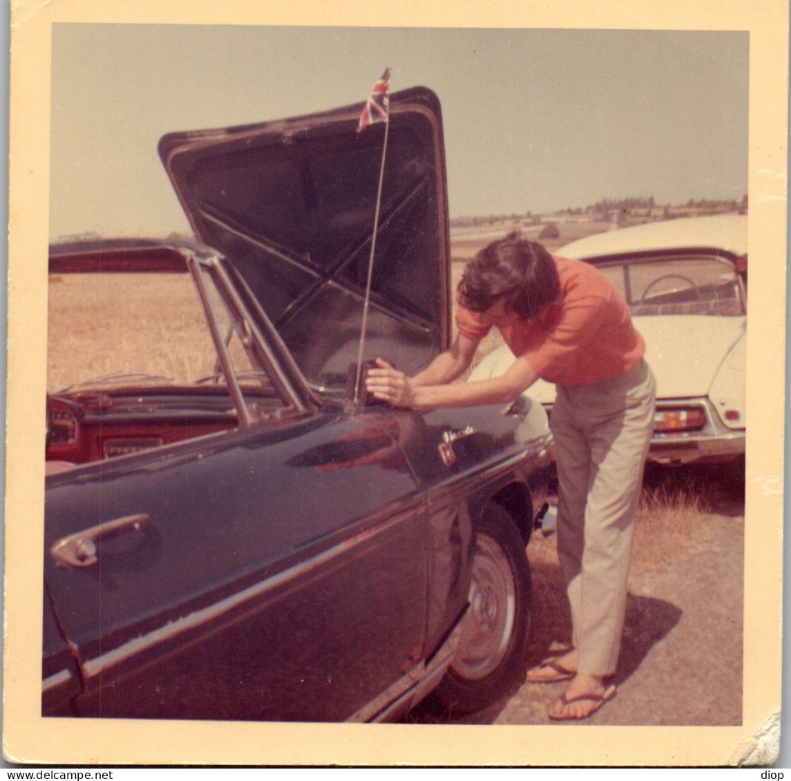 Photographie Photo Vintage Snapshot Amateur Automobile Voiture Auto Cabriolet  - Cars