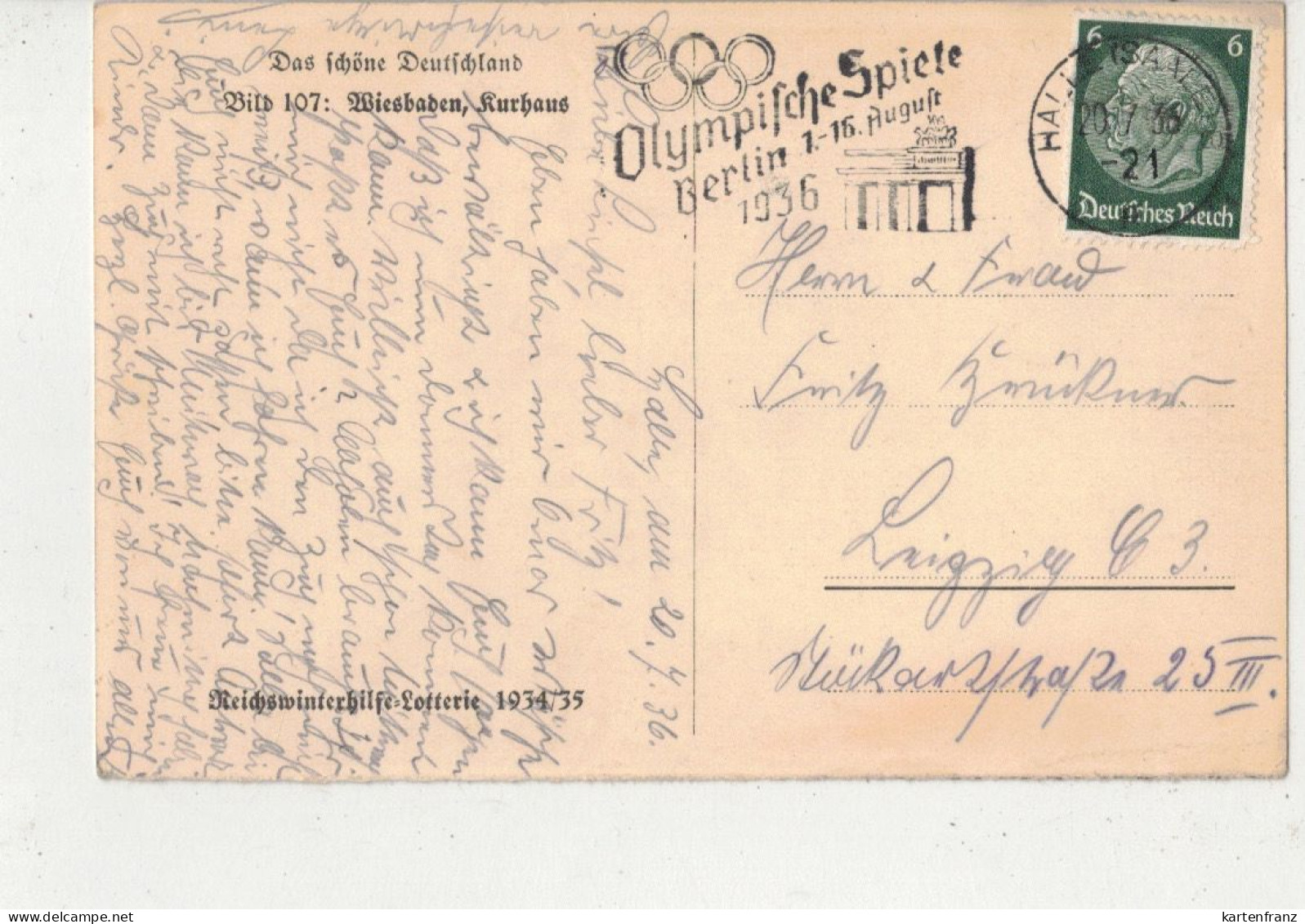 Bildpostkarte Ganzsache Postkarte WHW DR P254 Bild 107 - Wiesbaden Kurhaus - O Ohne Wst. !!! - Other & Unclassified