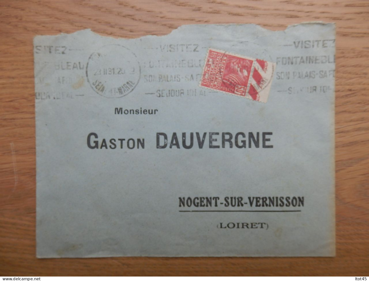 ENVELOPPE GASTON DAUVERGNE NOGENT-SUR-VERNISSON 45 - 1921-1960: Modern Period