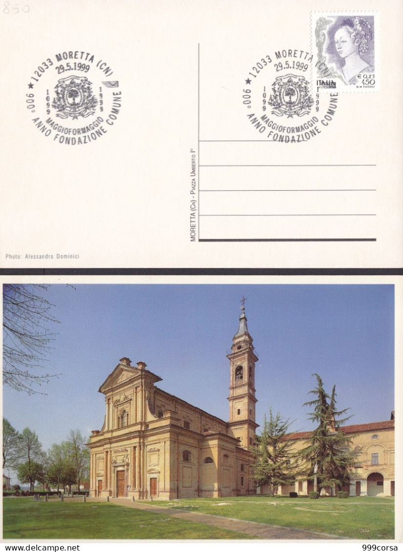 Stemmi, Moretta (10), Annullo Speciale 29-5-1999, 900° Anniv. Fondazione, Albero Di Gelso,su Cart. Illustrata (1 Cart. F - Enveloppes